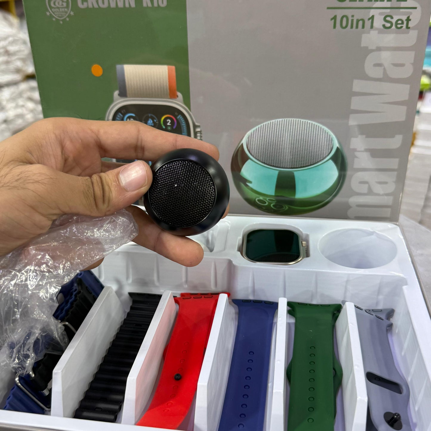 Crown K16 Ultra 2 Smart Watch 10-in-1 Gift Set with Mini Bluetooth Speaker – Compatible with Android & iOS