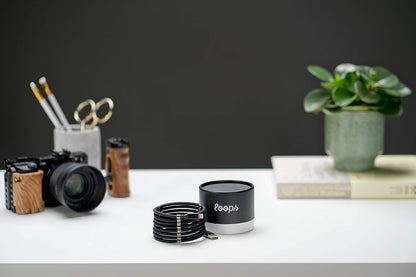 Original Loops 1.8M USB Retractable Charging Cable – Quick Roll-Up Magnetic Fast Charging Cable (Black)