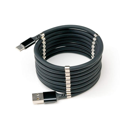 Original Loops 1.8M USB Retractable Charging Cable – Quick Roll-Up Magnetic Fast Charging Cable (Black)