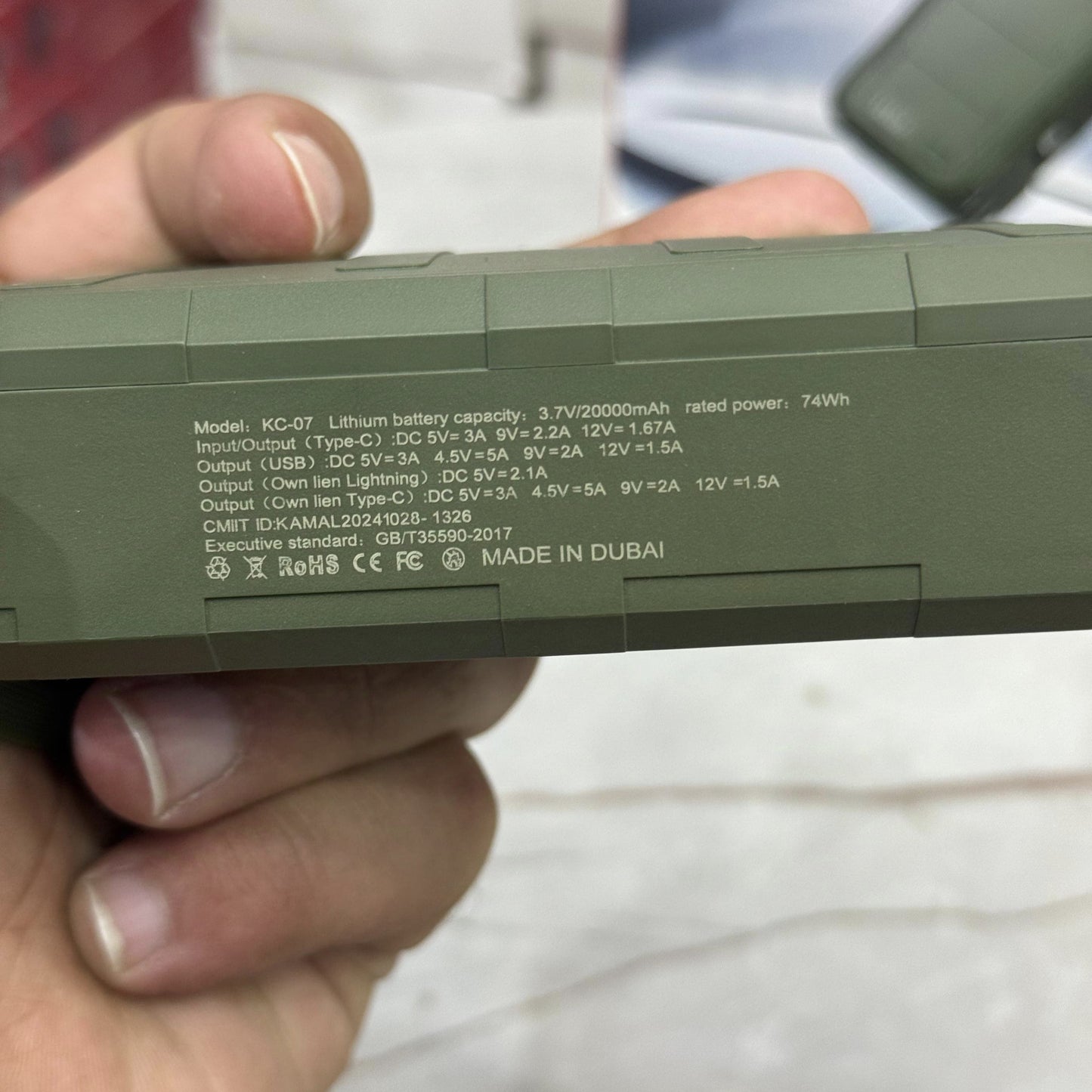 5-in-1 Military Grade Power Bank & Charger 20000mAh - Waterproof, Tough, Dubai Made With Free 100W Cable