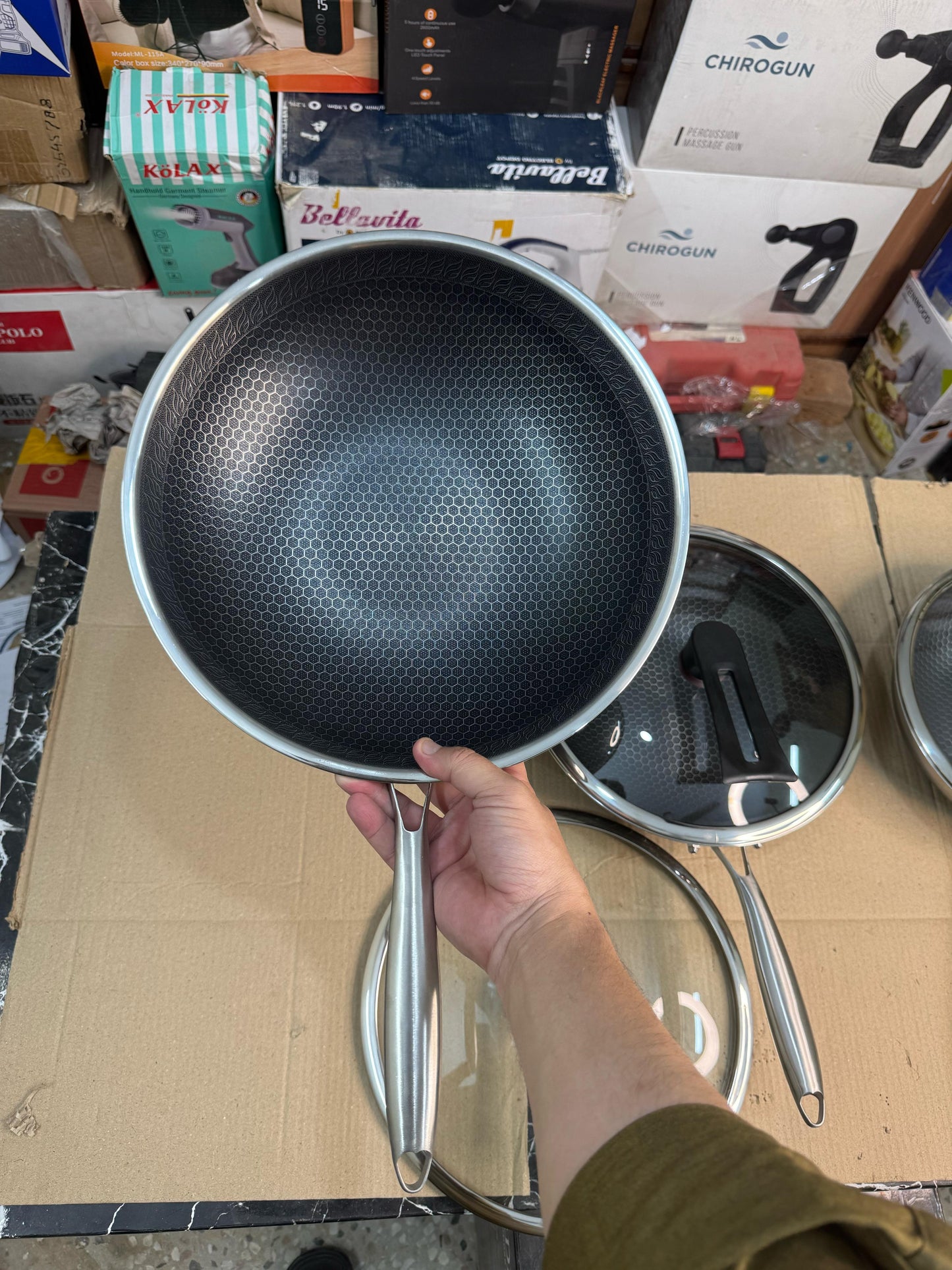 Germany handi craft honeycomb deep fry pan