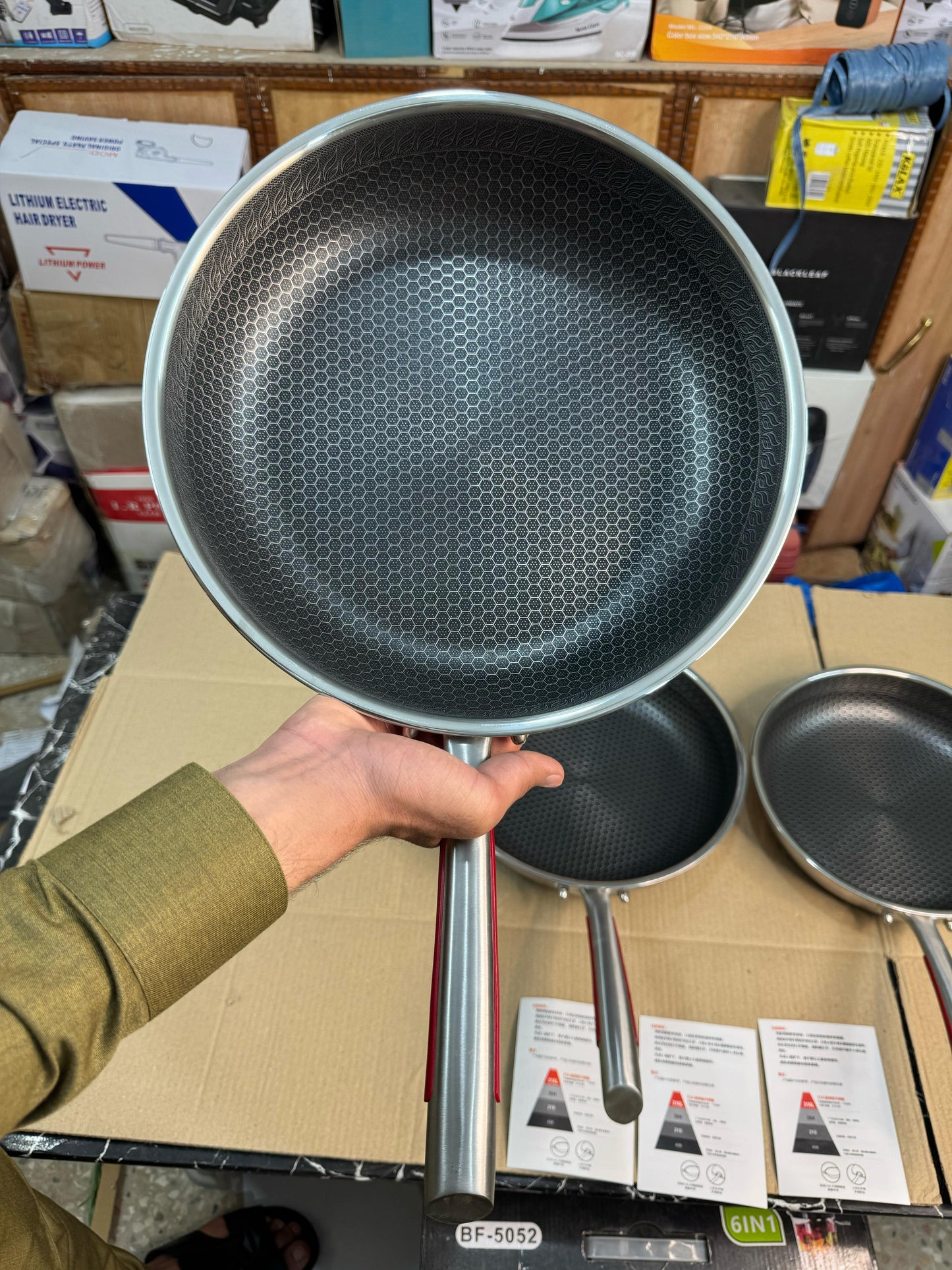 Germany handicraft FLAT fry pan 316 steel