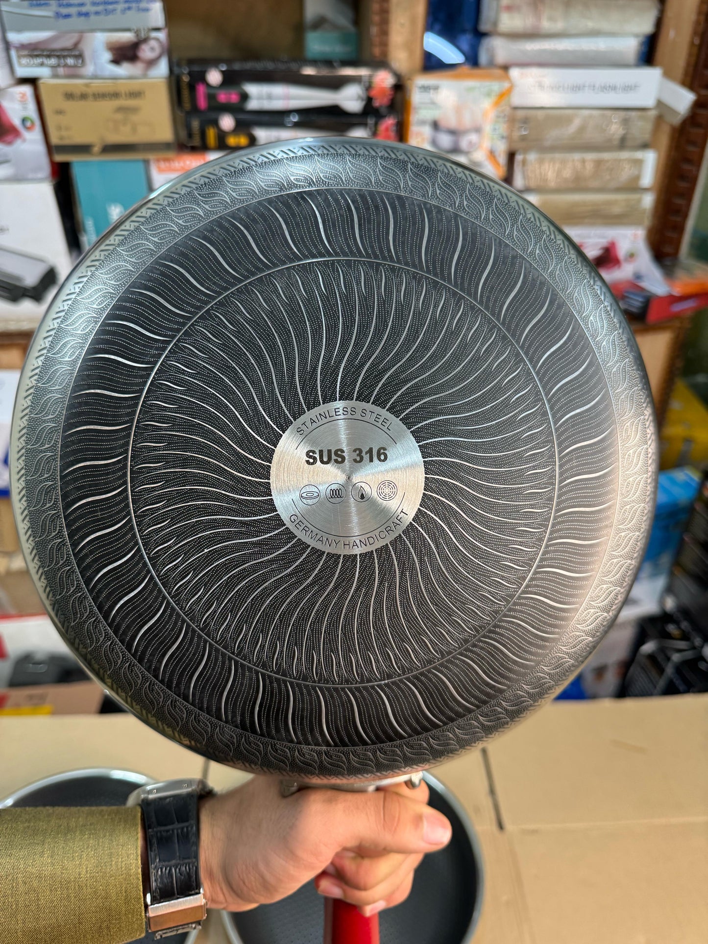 Germany handicraft FLAT fry pan 316 steel